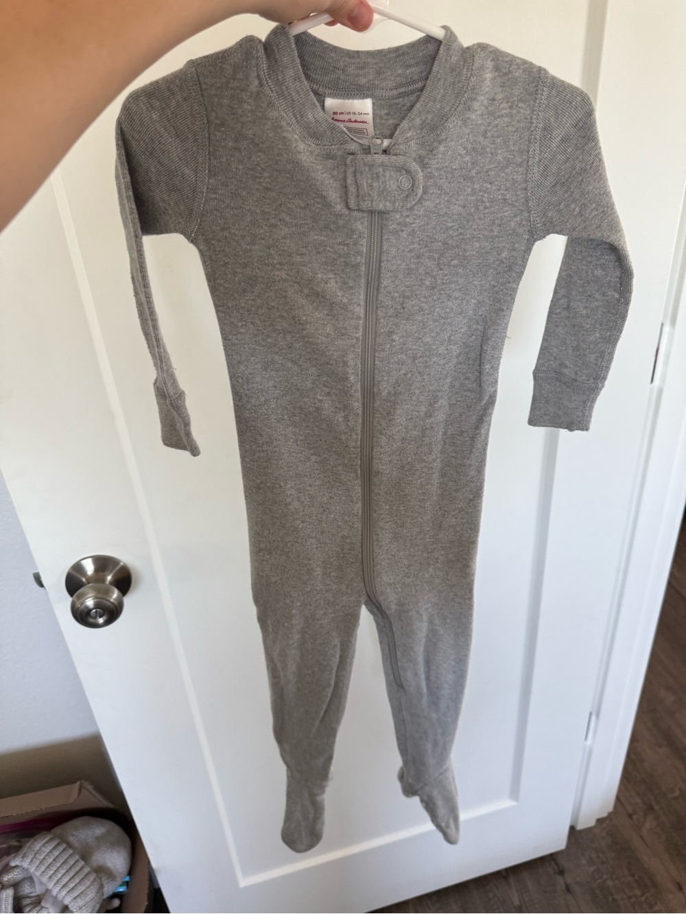Hanna Andersson 18-24 months Gray Zip-Front Kids One-Piece Sleeper